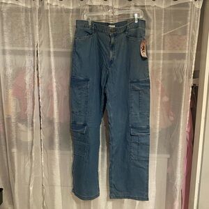 Sofia Vergara Cargo Relaxed Straight Super High Rise Jeans